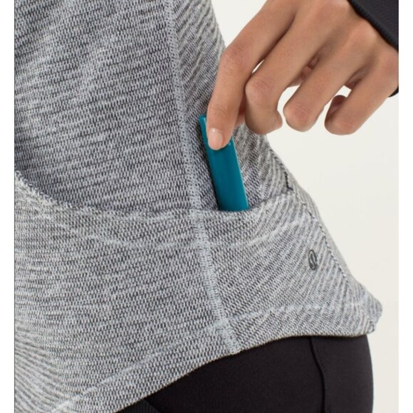 Lululemon Base Runner 1/2 Zip ini Check Pique Heathered Black White 26515 - Picture 12 of 13